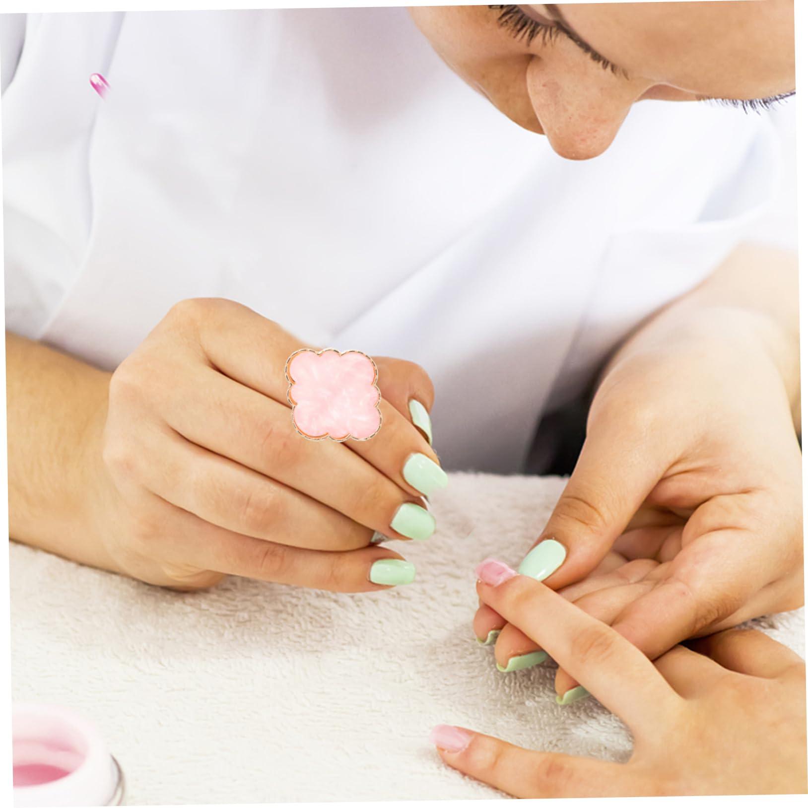 MERRYHAPY MERRYHAPY 20pcs Nail Art Ring Palettes Resin Nail Polish Tray Adjustable Ring for Manicure