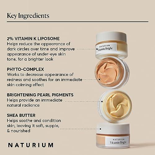 Naturium Naturium Vitamin Bright Illuminating Eye Cream, Under Eye Repair Cream for Dark Circles, with Vitamin K, Phyto-Complex, & Mineral Pigments, Light/Medium, 0.5 oz