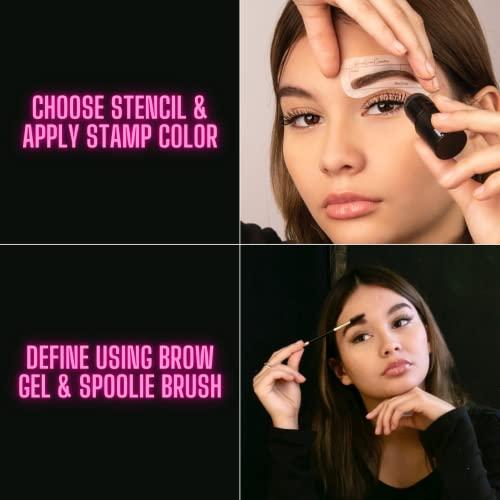 Roman Lon Cosmetics Eyebrow Stamp and Stencil Kit for Perfect Brow Shaping| Brow Stamp Kit Reusable Eyebrow Stencils Waterproof & Long-lasting