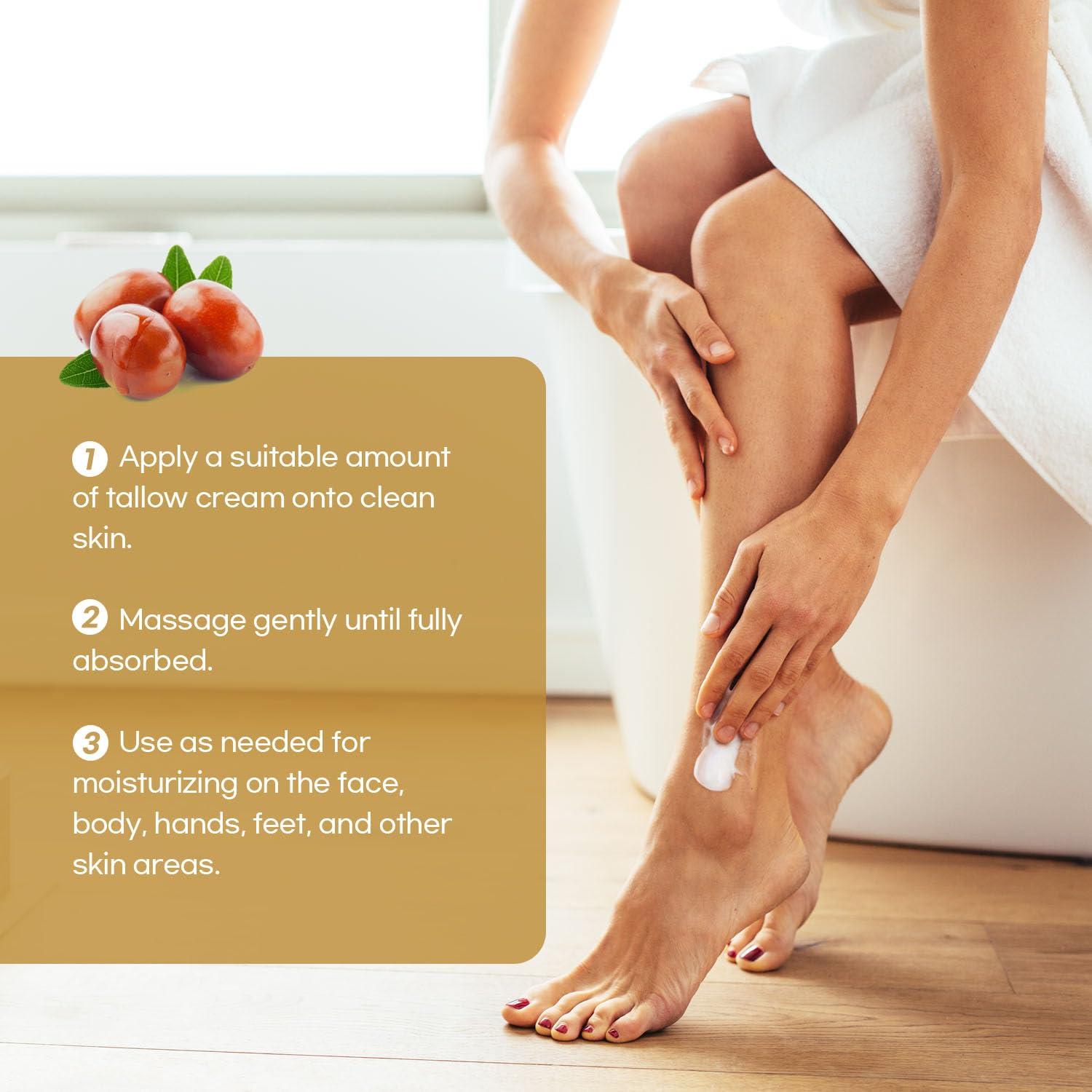 Luxvez Luxvez Beef Tallow Face Moisturizer: Grass Fed Beef Tallow for Skin - Whipped Tallow Balm for Face and Body - Unscented Skincare for All Skin Types, 4 Oz