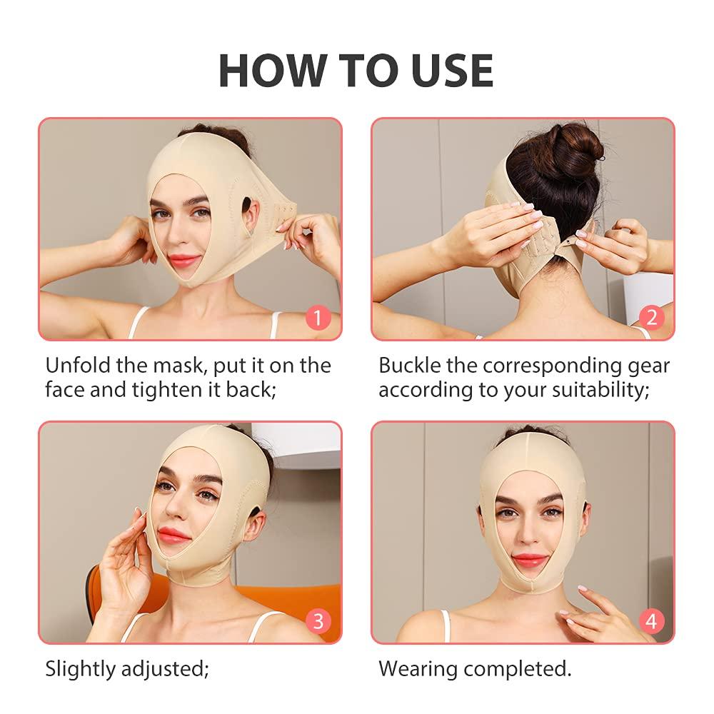 JLK-ZHOU JLK-ZHOU Reusable Chin strap, Slimming Strap Face Lift Tape, V Line Lifting Face Mask, Double Chin Reducer Face Neck Slimmer Tighten and Lift Facial Skin (L)
