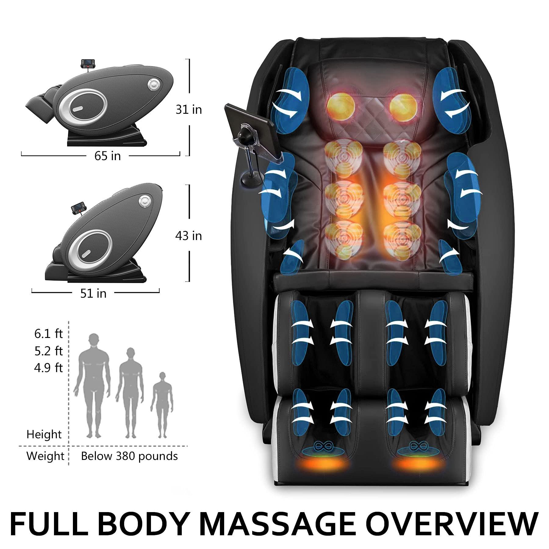 BILITOK BILITOK Massage Chair with Zero Gravity, Full Body Massage Chair Recliner with Airbags, Heating, Bluetooth Speaker, Foot Roller, Touch Screen, Gold
