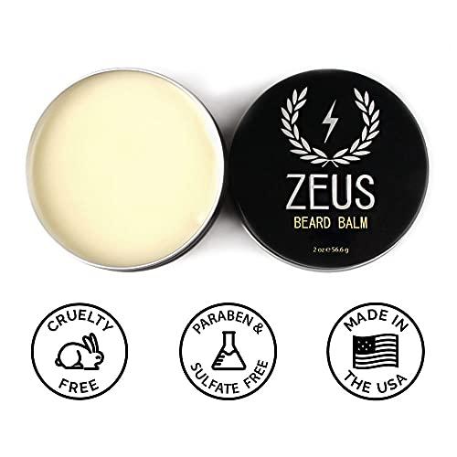 ZEUS ZEUS Beard Balm, Natural Beeswax & Shea Butter Balm, Softening Conditioner for Facial Hair – MADE IN USA (Sandalwood) 2 oz.
