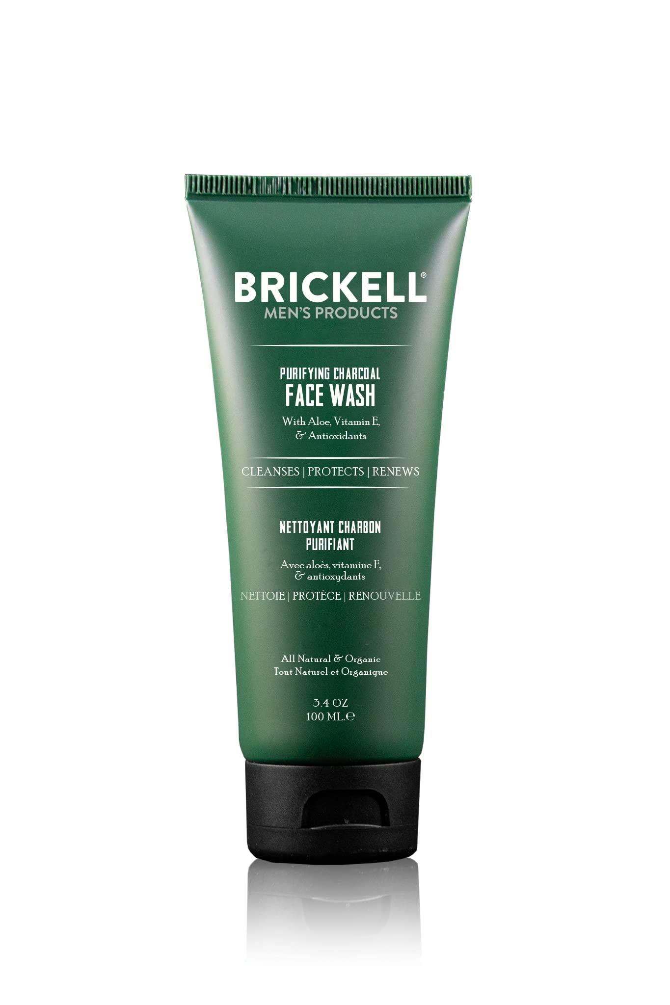 Brickell Men's Products Brickell Men's Purifying Charcoal Face Wash for Men, Natural and Organic Daily Facial Cleanser, 3.4 Ounce, Scented Men's Face Cleanser