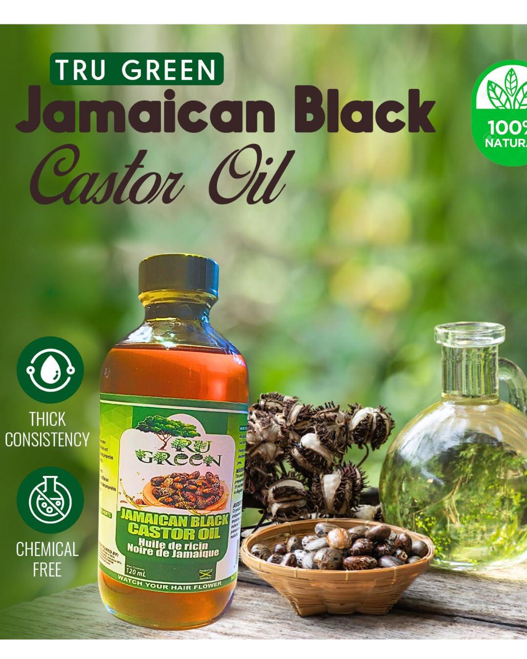 Tru Green Tru Green Pure Jamaica Black Castor Oil, (240 mL) Glass Bottle. Moisturize Hair and Skin. Made in Jamaica.