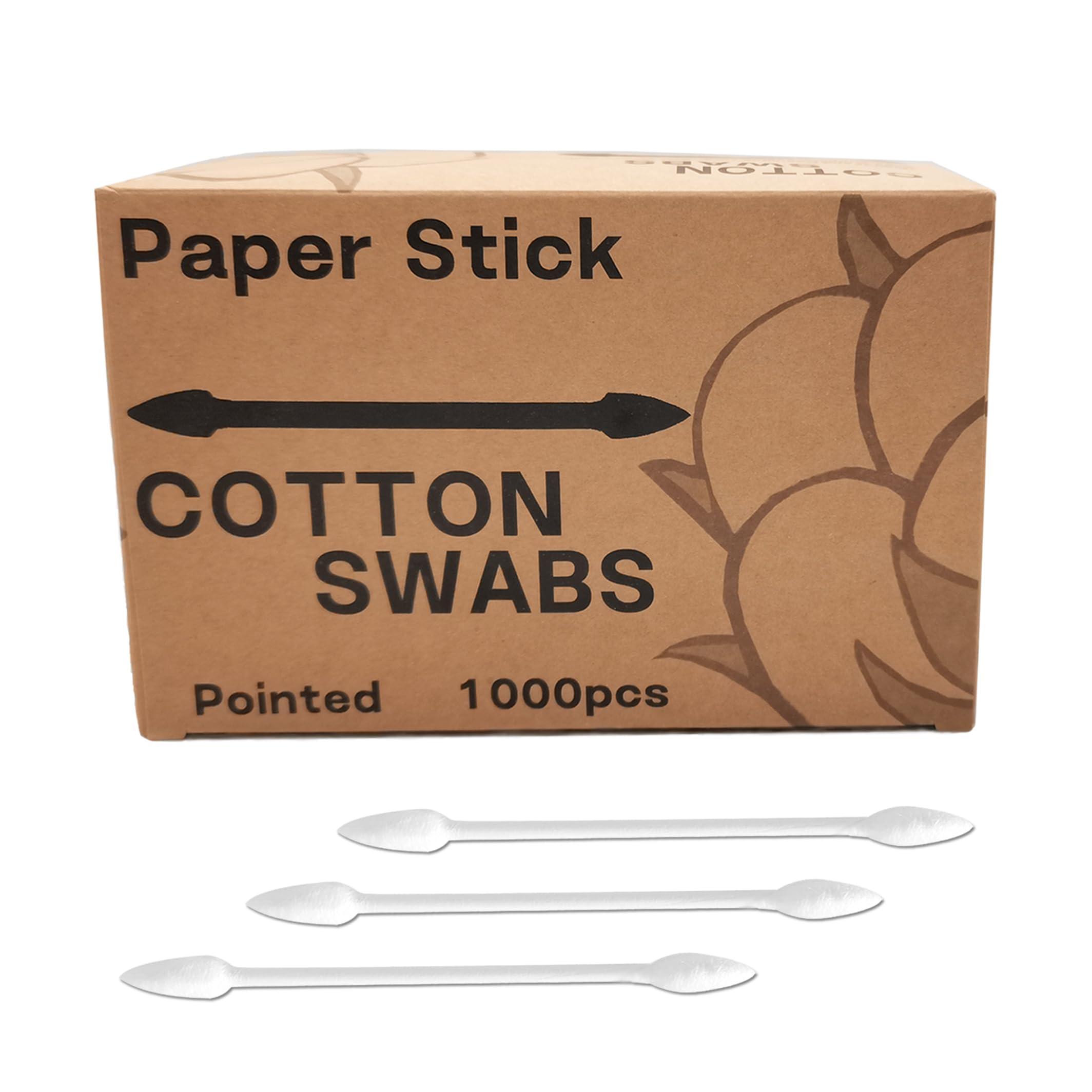 SUIZWMOU Pointed Tip Cotton Swabs,2000 count Cotton Buds,Double Precision Tips with Paper Stick for Personal Care and Makeup