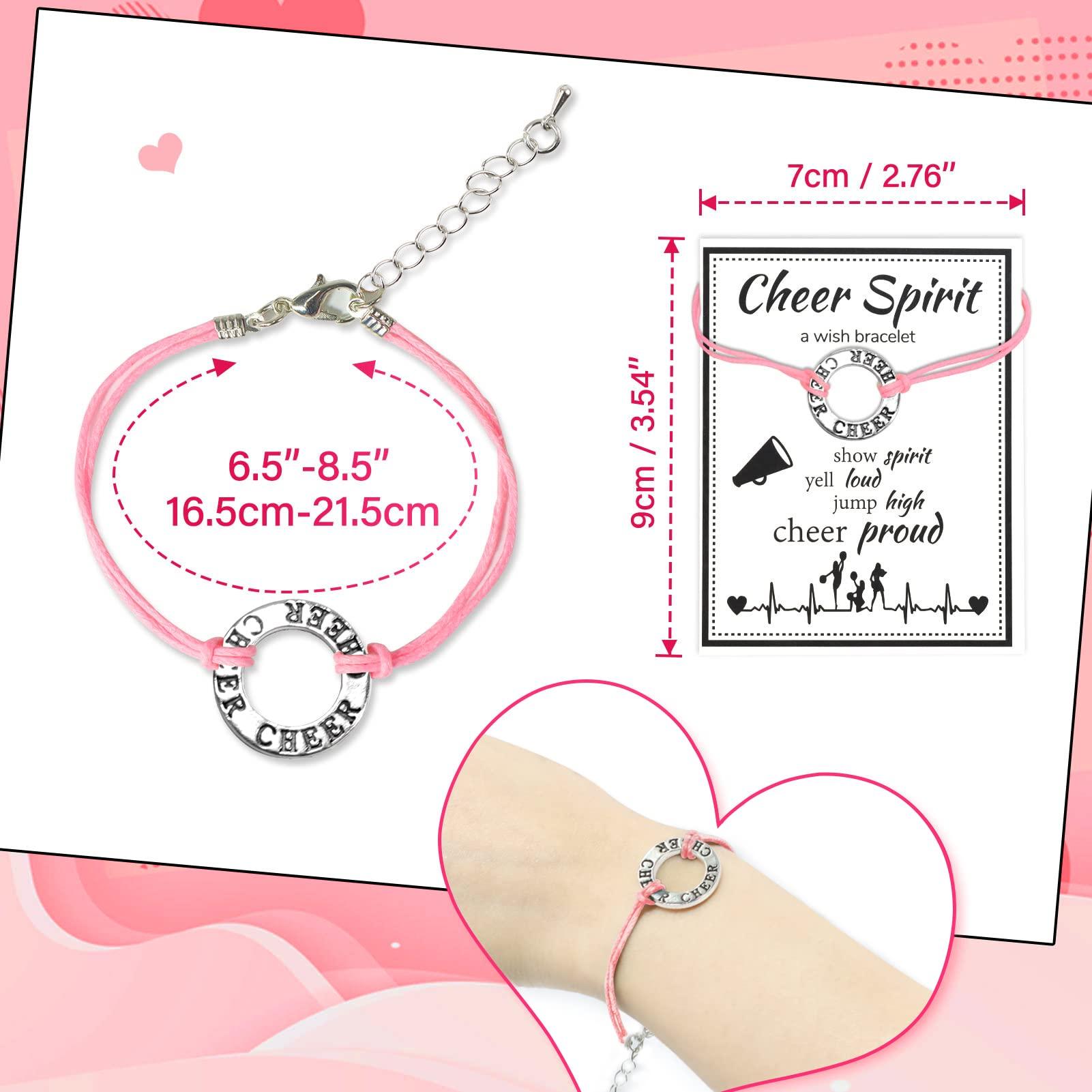 BEDSIFV BEDSIFV Cheerleader Gifts, 24pcs Cheerleading Gifts for Girls 4 Cheer Makeup Bags 16 Hair Ties 4 Wish Bracelets Personalized Cheer Stuff for Cheerleaders Cheer Sister Cheer Mom