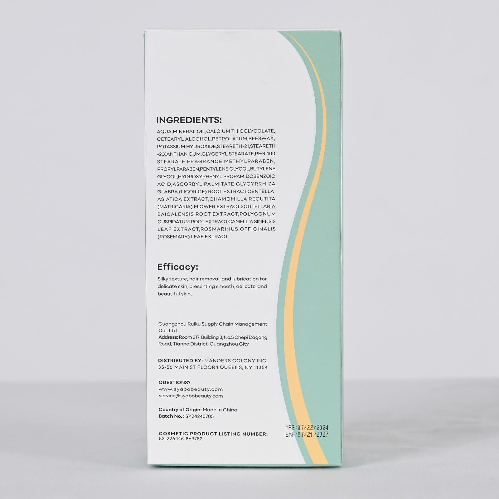 SYABO Sensitive Skin Hair Removal Cream - Painless Bikini Hair Removal for Women Men, Sensitive Formula Depilatory Cream for Pubic, Bikini Line, Legs, Arms, Underarms, Unwanted Coarse Hair, 5FL OZ