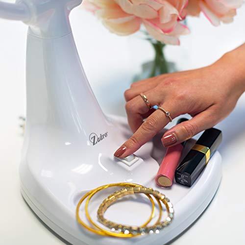 Zadro Zadro 11" W Max Bright Fluorescent Lighted Makeup Mirror with Magnification 10X/1X Swivel Head Tray Makeup Light Mirror, White