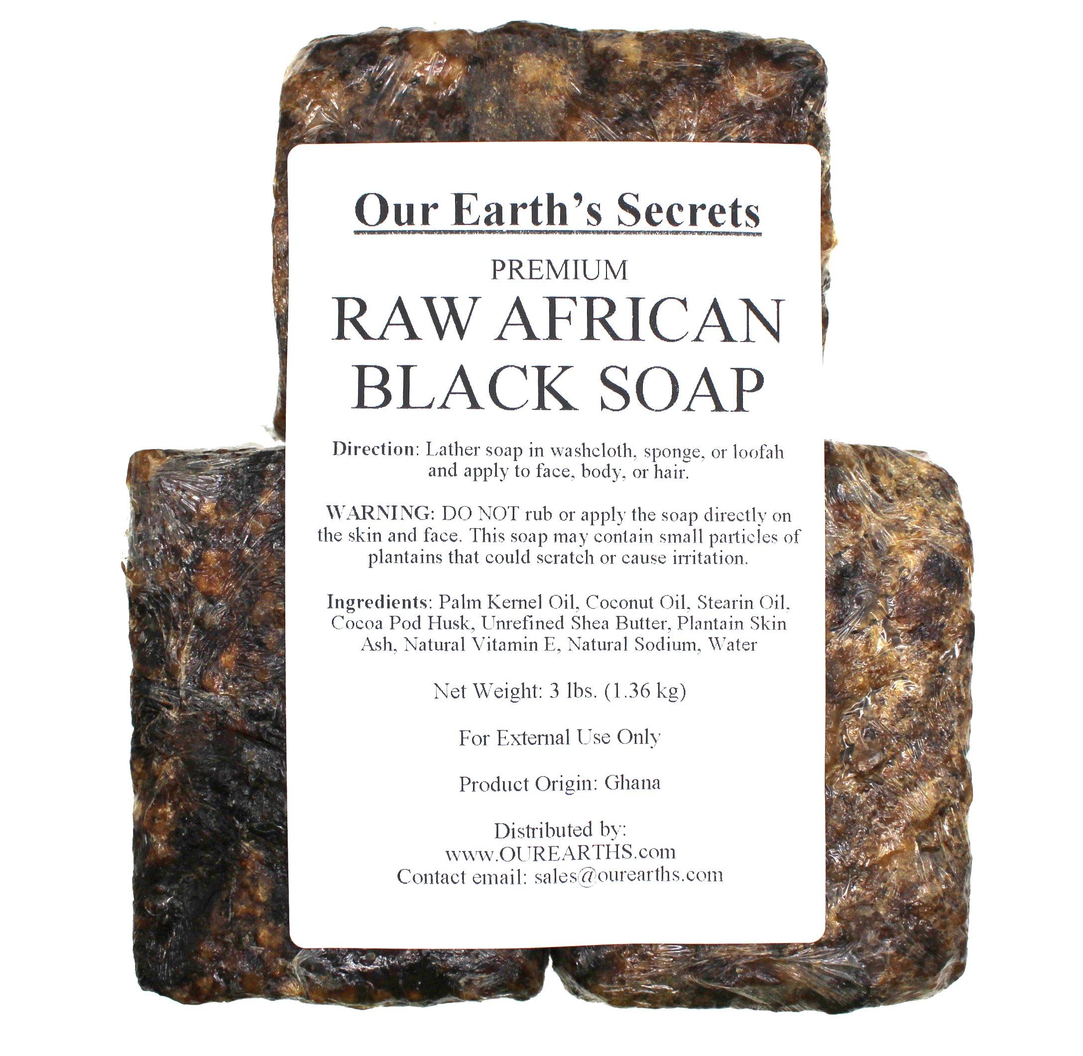 Our Earth's Secrets Our Earth's Secrets Premium Natural Raw African Black Soap, 3 Pound