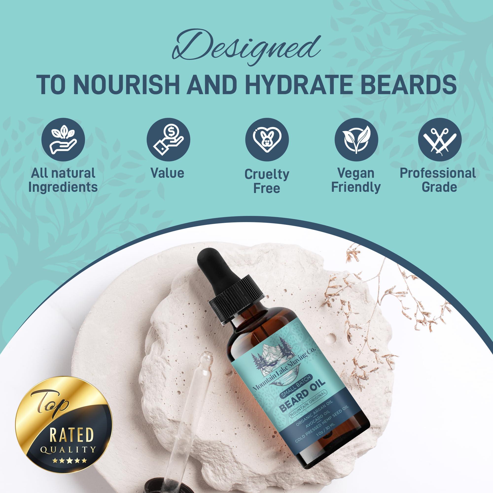 MOUNTAIN LAKE SHAVING MOUNTAIN LAKE SHAVING Co. Small Batch Mens Beard Oil - For Beard Softening, Conditioner, and Itch - Flake Reducer For Beards. (Vanilla)