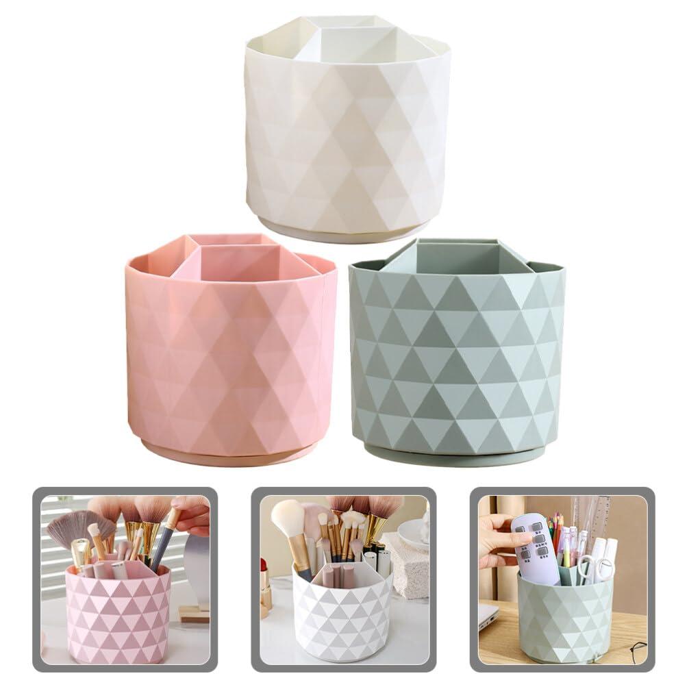 Cabilock Cabilock Desk Top Shelf Stand 3pcs Makeup Brush Holder Organizer PP Rotating Pen Holder Desktop Stationary Organizer Storage Cup for Lipsticks Comb Beauty Tool Lipstick Kit