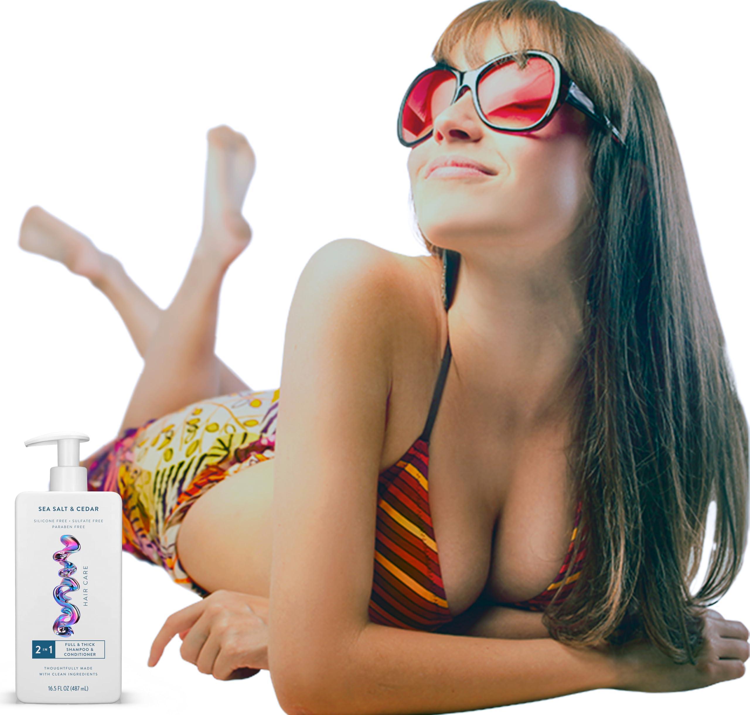 Hair Care And Body Wash Native - Hair and Body Wash - 2 in 1 Shampoo and Conditioner And Body Wash - Sea Salt & Cedar - Contain Naturally Derived Ingredients | All Hair - 16.5 and 18 FLOz - Pack Of 02