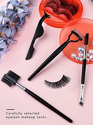 EBANKU EBANKU Eyelash Comb Eyelashes Eyebrow Brush and Spoolie Double Ended Professional Eyelash Separator Tool Lash Comb Supplies Eyelash Applicator Tool (Black, 4pcs)