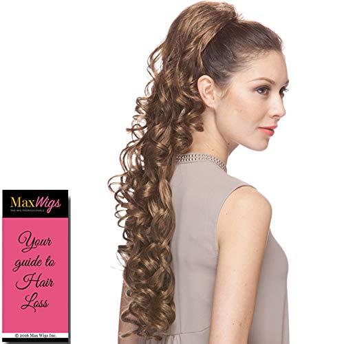 Sepia and Maxwigs Sexy Ponytail Color 33 Dark Auburn - Sepia Wigs 30" Long Layered Drawstring Curly Heat Friendly Synthetic Princess Pony Hair Piece Ariana Cola de Caballo Bundle MaxWigs Hairloss Booklet