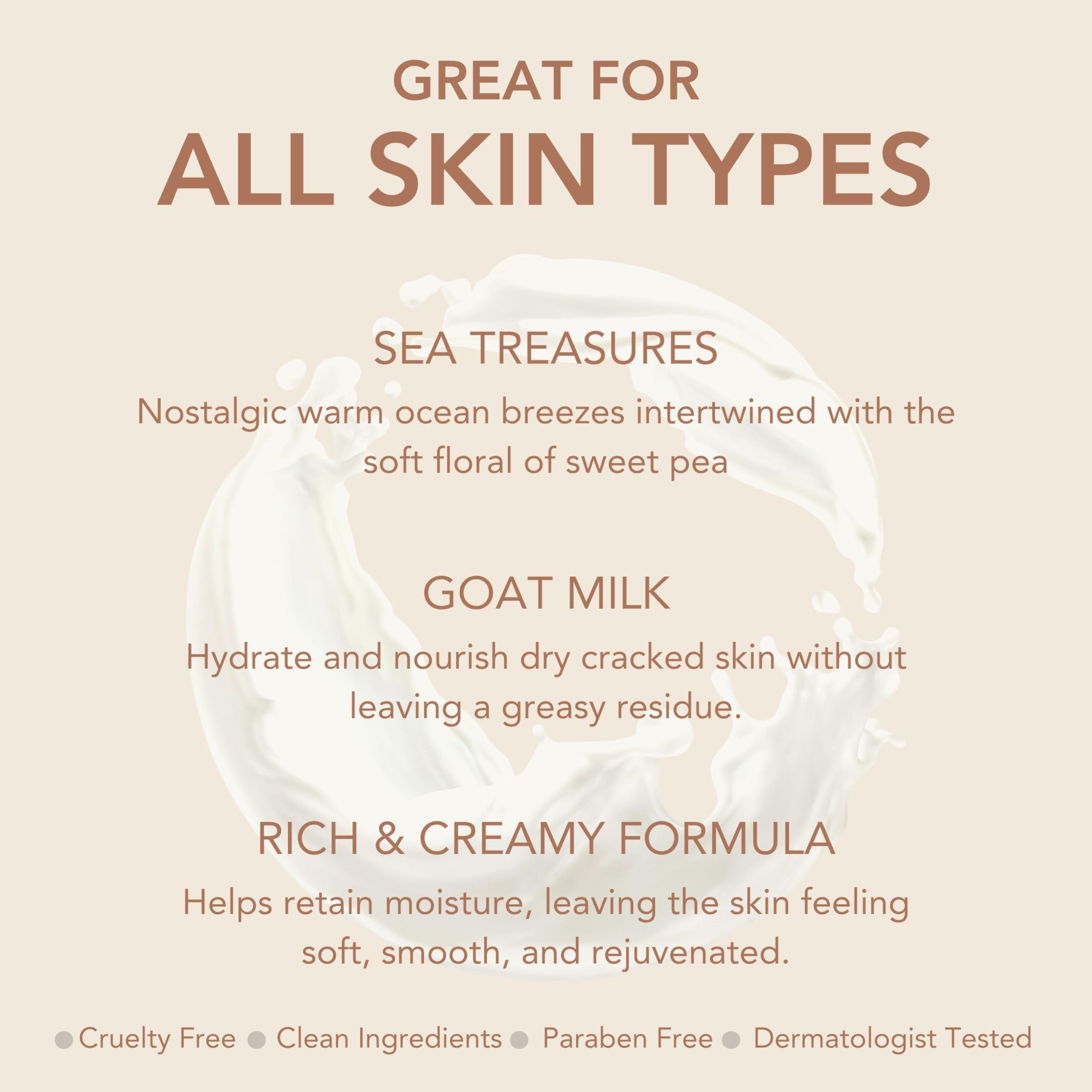 Dionis Dionis Goat Milk Hydrating Skincare Scented Cream, Rich & Creamy Daily Moisturizing Sea Treasures Body Lotion For Dry Skin, Made in the USA, Cruelty-Free & Paraben-Free, 8.5 oz Bottle