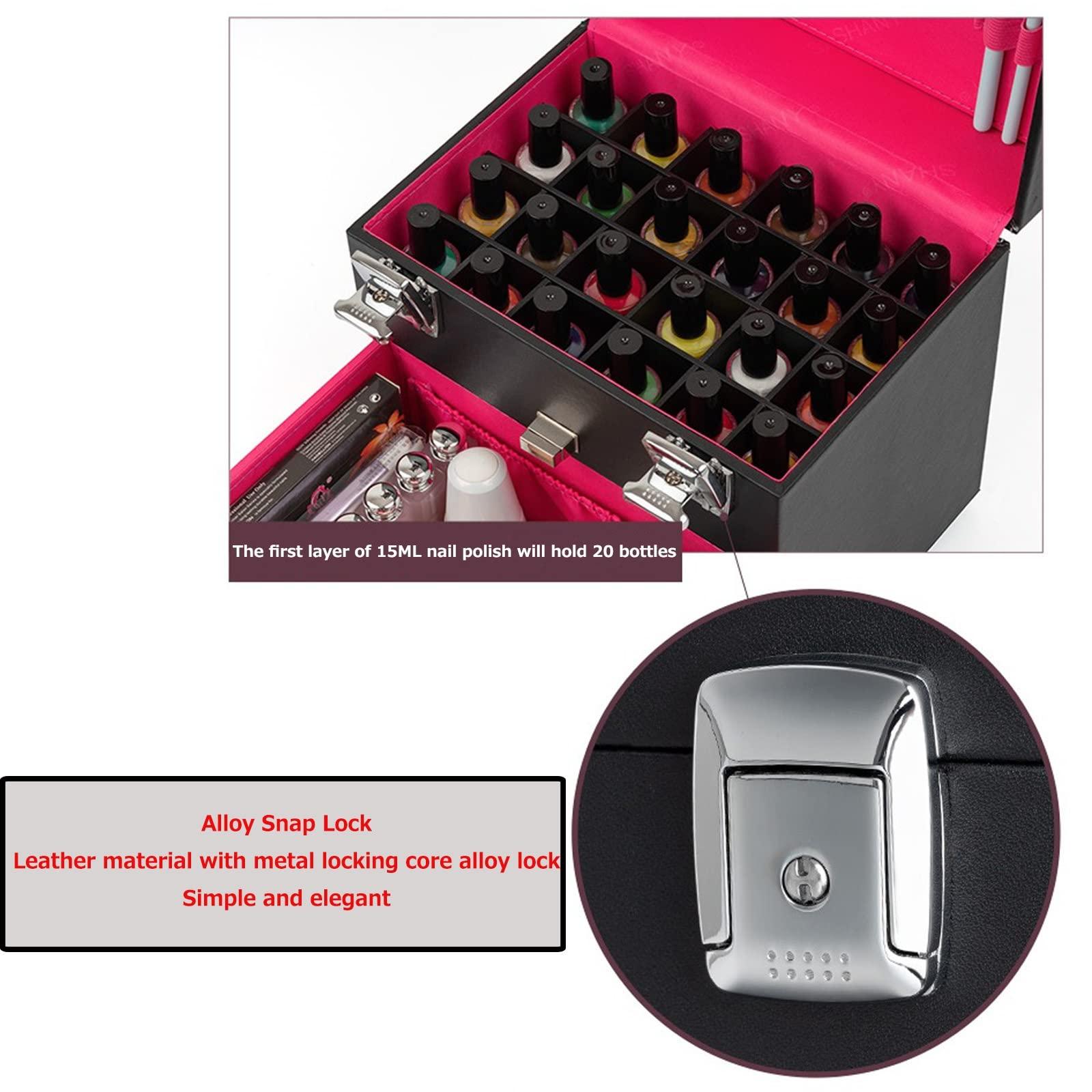 HJXGQJM HJXGQJM Travel Makeup Case Artist Makeup Train Case Cosmetic Organizer Storage Drawers, Black Handy Cosmetic Case, Leather Cosmetic Case, For Cosmetics Makeup Brushes Toiletry Jewelry cosmetic case