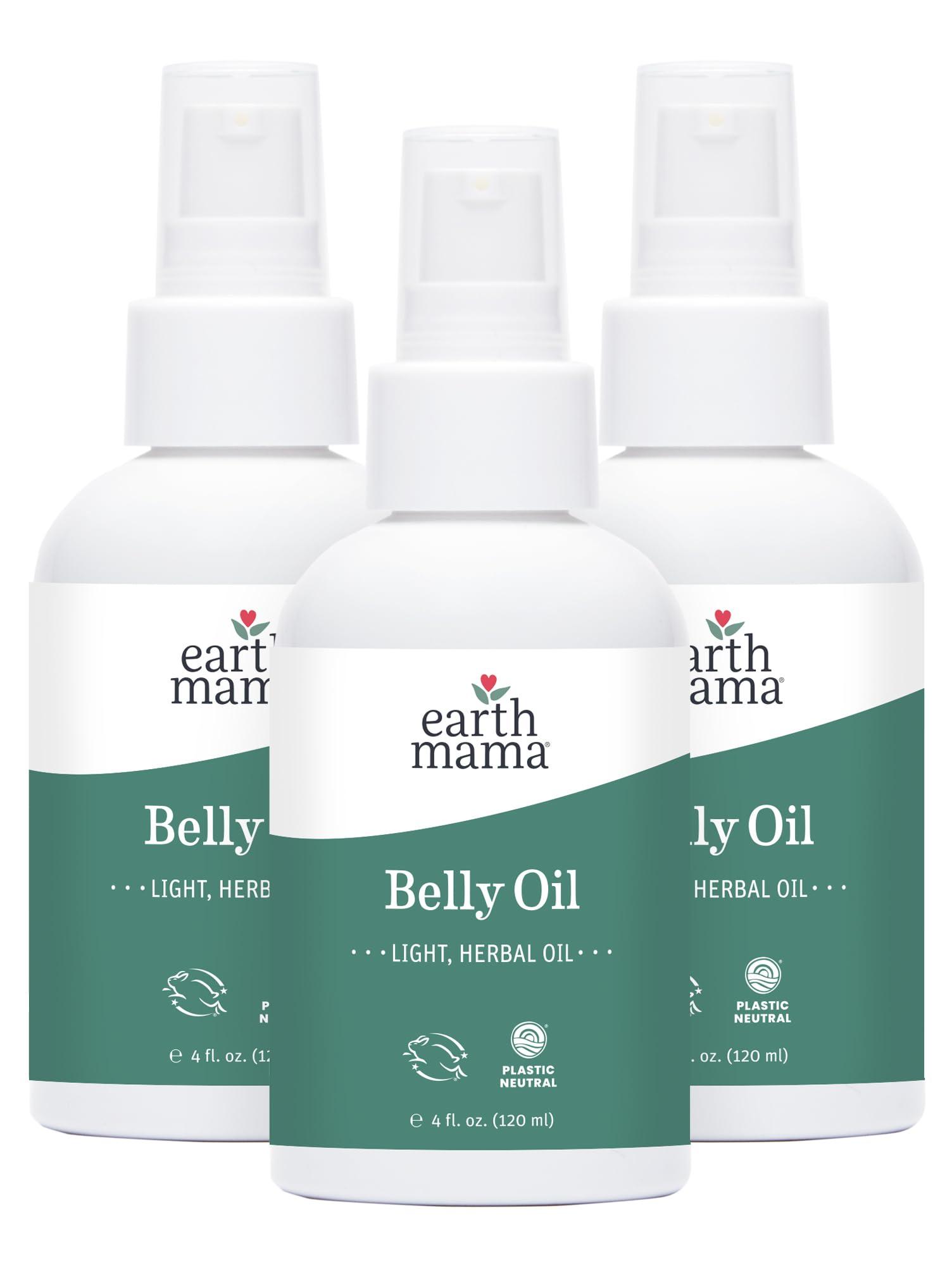 Earth Mama Earth Mama Belly Oil for Dry Skin | Calendula Skin Care Moisturizer Oil to Encourage Natural Elasticity and Help Prevent Stretch Marks During Pregnancy and Postpartum, 4-Fluid Ounce (3-Pack)