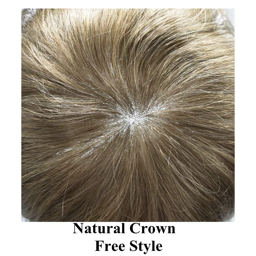 SINGA HAIR Hair System Toupee for Mens Toupee Hair Piece Human Hair Replacement 8X10 Male Hairpieces for Men 100% Density (17# Dark Ash Blonde)