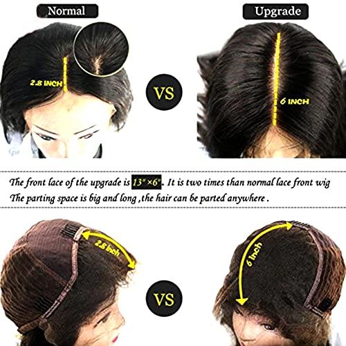 UMRHair Highlight Ombre Wave Bob 13X6 Lace Front Wig for Women Human Hair Brown Honey Blonde P3/27 Short Cut Loose Wave Brazilian Glueless Lace Front Wigs with Baby Hair Preplucked 16inch 180Density