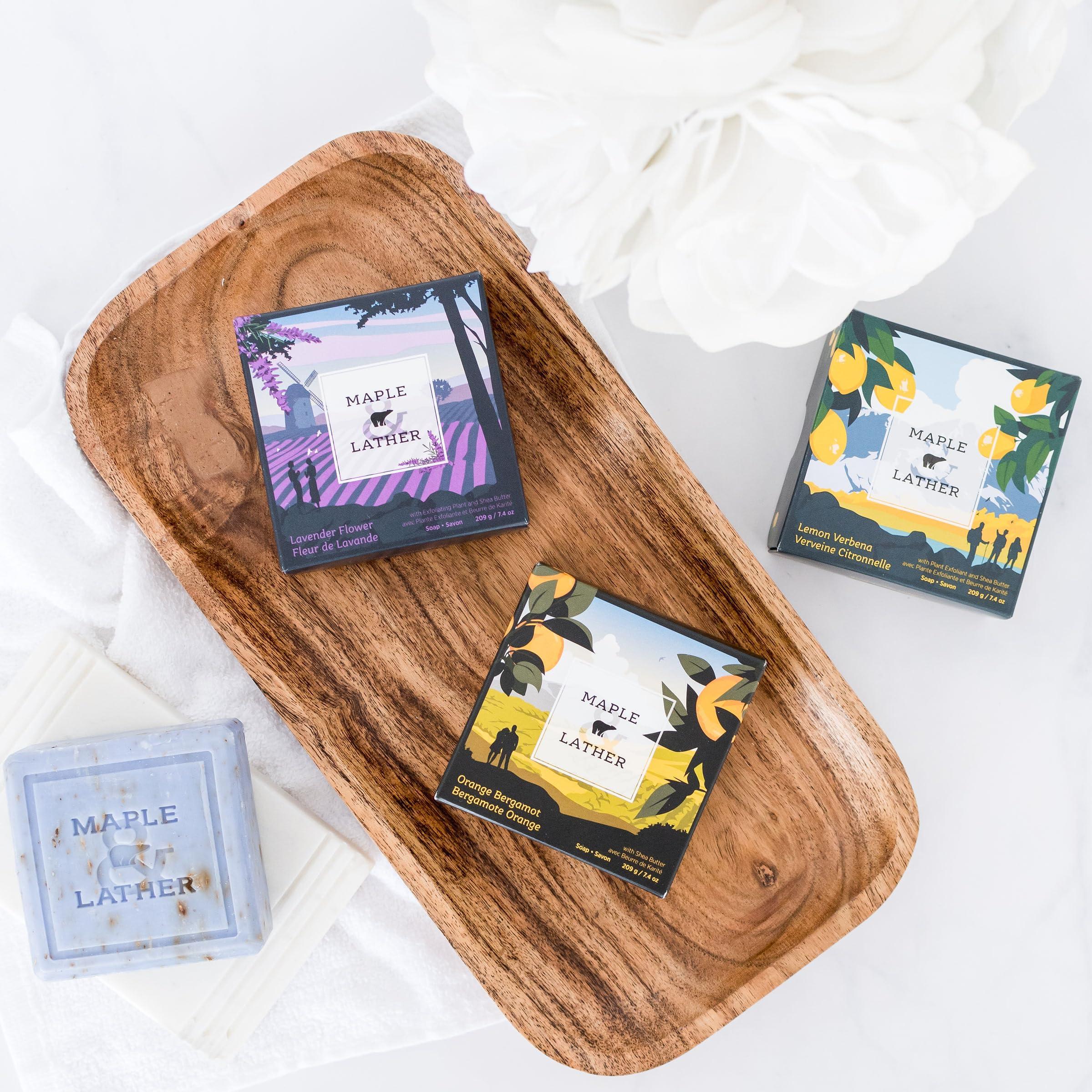 Maple and Lather Maple & Lather Triple Milled Bar Soap with Shea Butter, Maple Scent, Moisturizing, Long-Lasting, Sustainably Sourced, 209g - Made in Provence, France