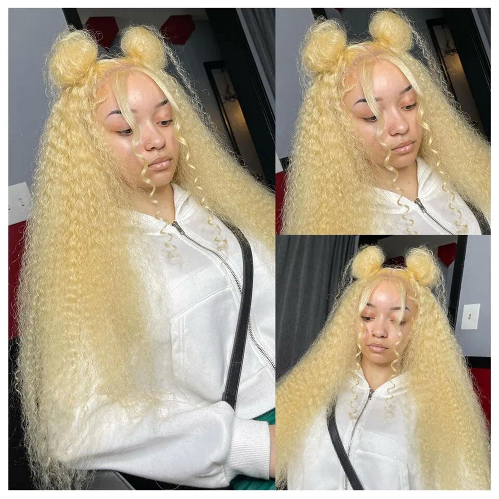 MARUOL MARUOL 26 Inch 613 Deep Wave Lace Front Wig Human Hair 13X6 Blonde HD Lace Front Wigs Human Hair Pre Plucked 180% Density Curly Human Hair Glueless Wig Water Wave Frontal Wigs for Women with Baby Hair