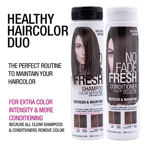 NO FADE FRESH NO FADE FRESH Bond Rebuilding Semi-Permanent Direct Dye High Color Depositing Shampoo and Conditioner Set - Enhances and Maintains Brown Color in Hair - Plant-Based, Prevents Fading - 8 Count
