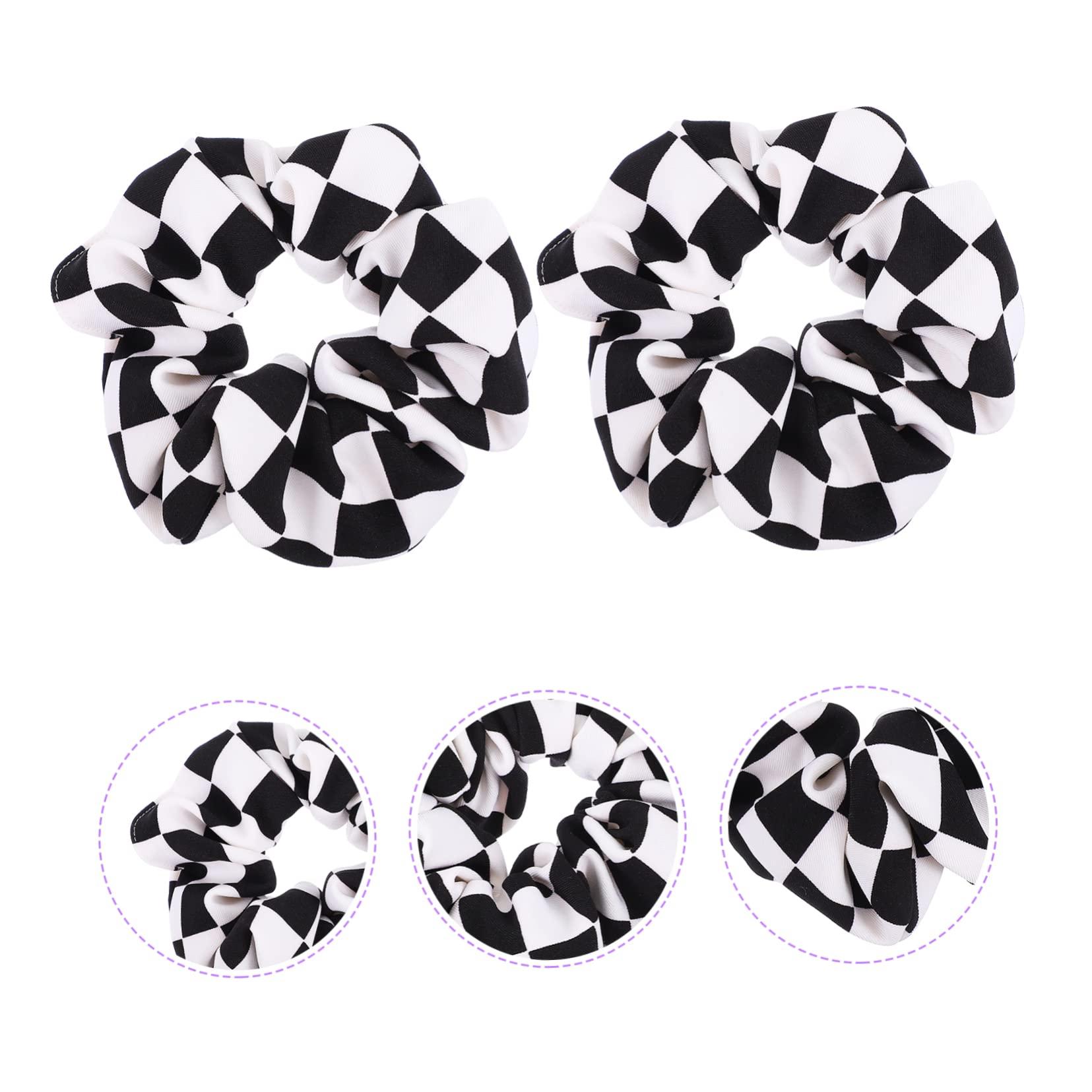 Beaupretty Beaupretty 4 Pcs Black and White Checkered Hair Rope The Devil Chessboard Thick Scrunchies for Women Hair Bows for Hairbands Scrunchie with Zip Checkerboard Black Hair Scrunchie Chiffon