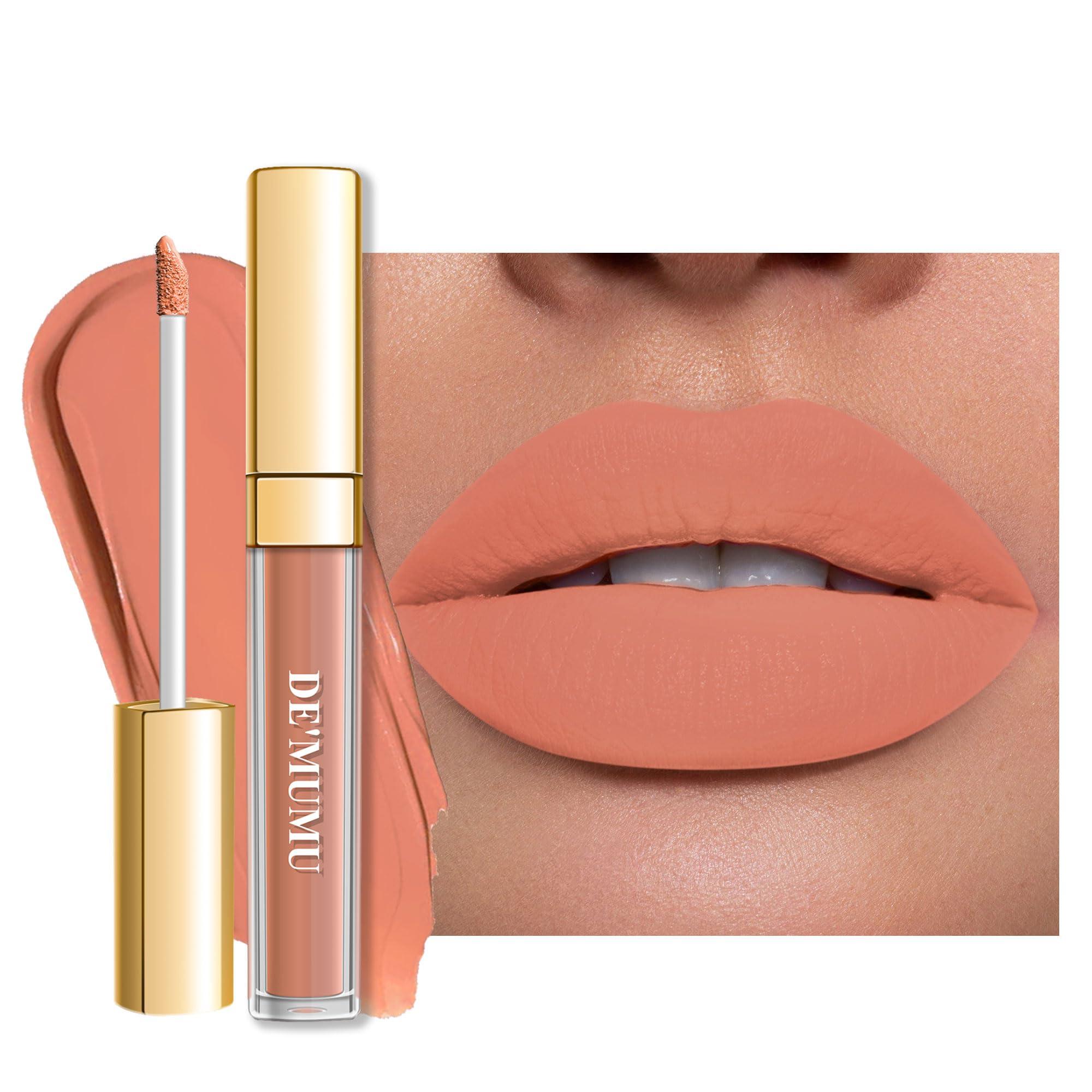 DE\'MUMU DE\'MUMU Peach Lipstick Matte for Women Superstay Nude Long Lasting Lipstick Smudgeproof Liquid Lipsticks Cruelty Free Lip Makeup (DM14 Peach Nude)