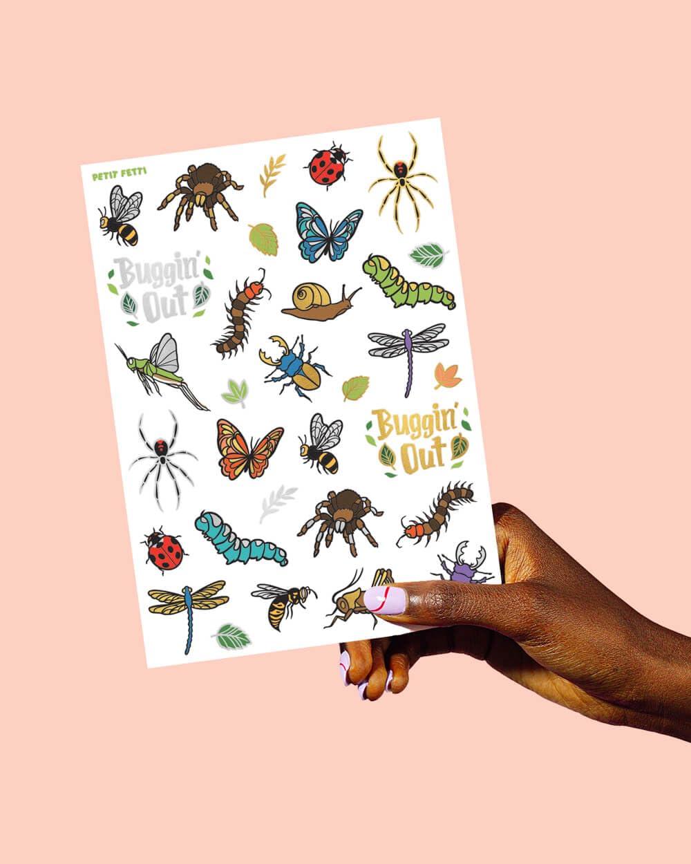 xo, Fetti xo, Fetti Bug Temporary Tattoos - 48 Glitter Styles | Buggin' Out Insect Birthday Party Supplies, Bees, Spiders, Beetles, Butterflies, Arts and Crafts