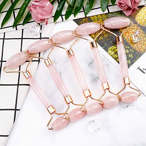 TABANA Jade Face Roller Gua Sha 100% Natural Jade Stone Face Massager for Women Reduce Wrinkles, Eye Puffiness, Rejuvenate Skin (Pink)
