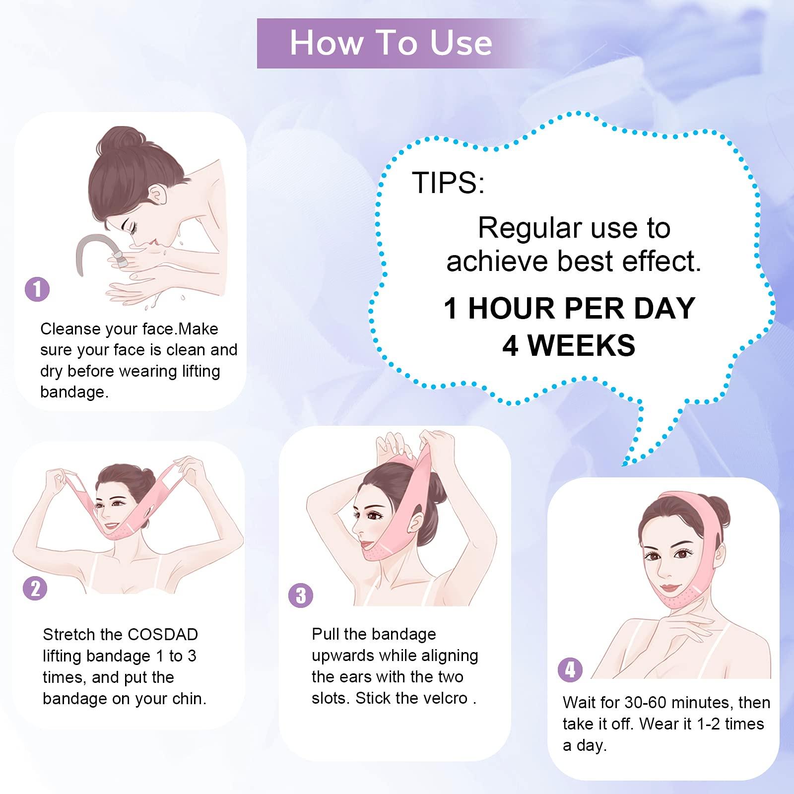 COSDAD COSDAD Reusable Double Chin Reducer Chin Strap Face Slimming Strap Face Slimmer Shaper for Women,Breathable Comfortable V Line Lifting Mask,Innovative Lifting Technology,One Fits All,Purple