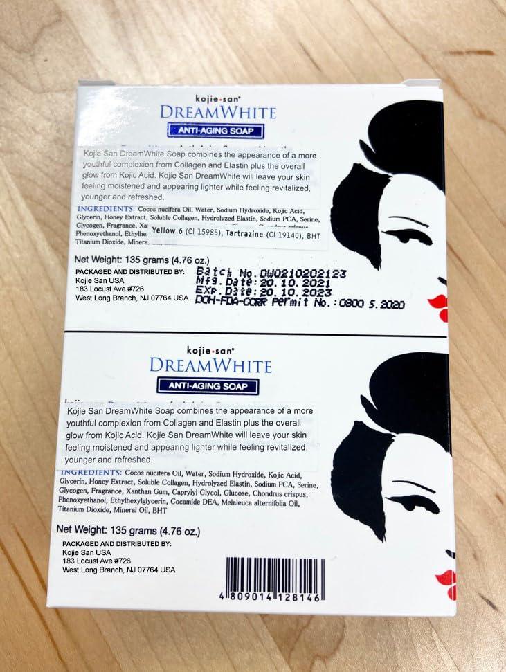 Kojie San Kojie San Dream White Soap - Skin Brightening Kojic Acid Soap with Collagen, Elastin & Coconut Oil - 135g x 2 Bars