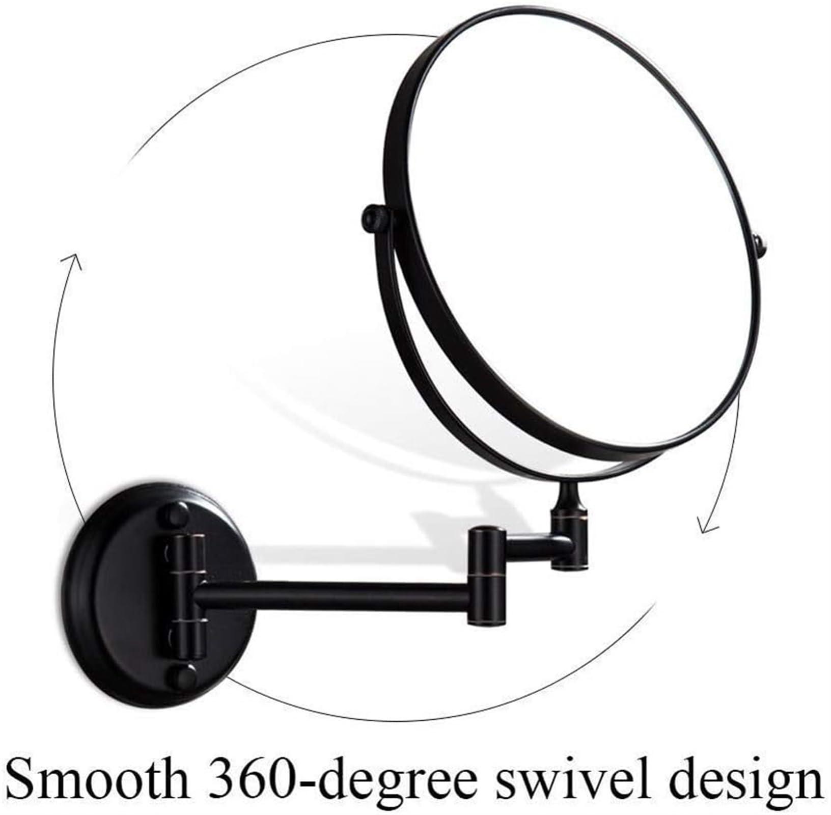 BLUPOWHT BLUPOWHT Wall-Mounted Shaving Mirror Black 10X Magnification + Normal 8-Inch Double-Sided Round Bathroom Vanity Mirror Swivel