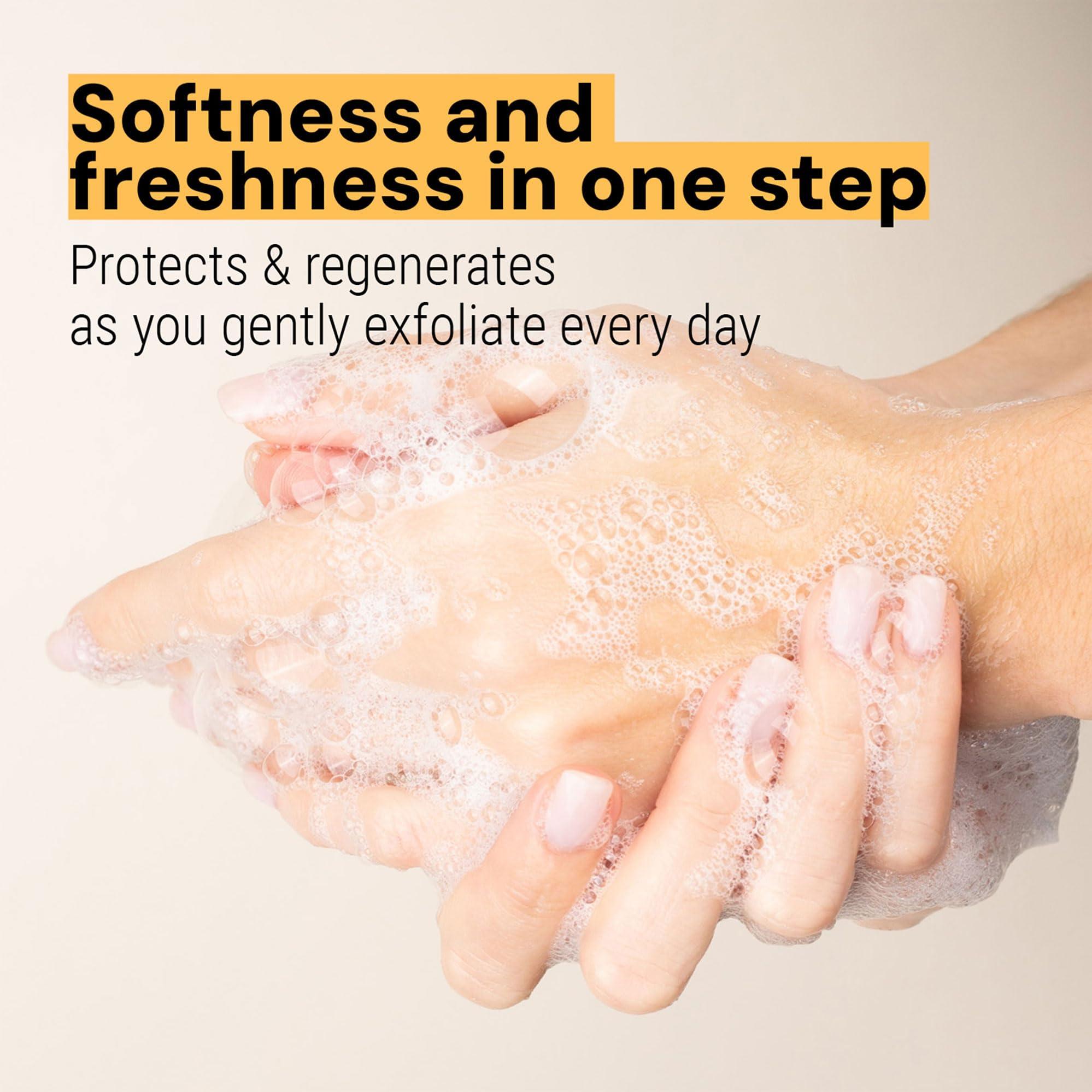 Panier des Sens Panier des Sens - Liquid Hand Soap Honey Exfoliating Hand Wash - French Marseille Moisturizing Soap with Coconut Oil - Refillable Kitchen & Bathroom Hand Soap - 97% Natural Ingredients -16.9 Fl.oz