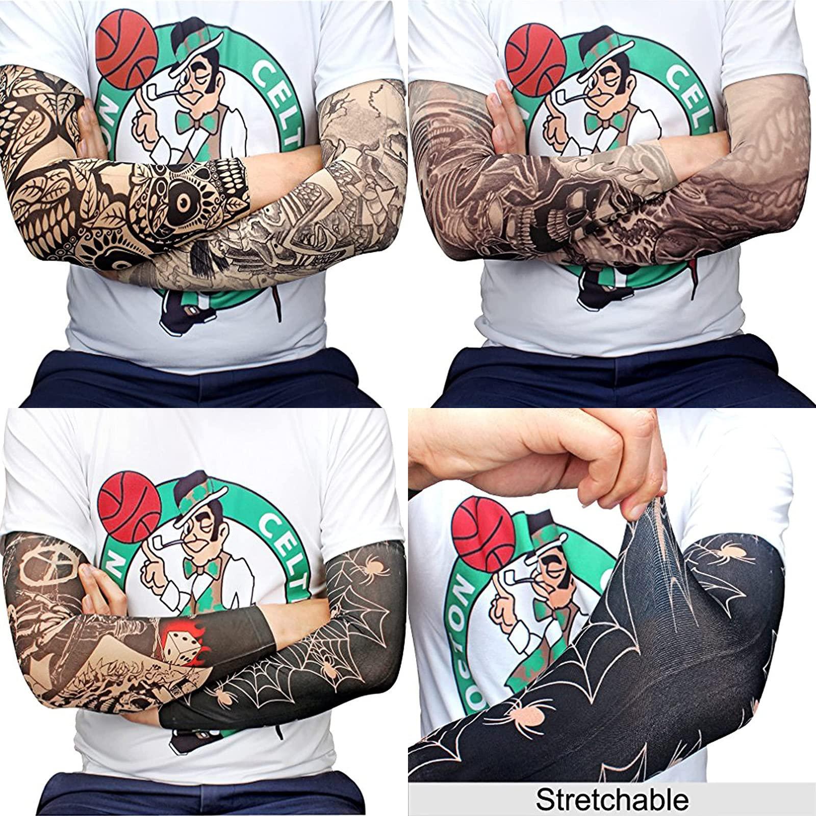 YARIEW Tattoo Sleeves for Men,YARIEW 6Pcs Arm Sleeves Fake Tattoos Sleeves to Cover Arms Sun Protection Sleeves Tattoo Sleeve Covers Tattoo Cover Up Sleeve Temporary Tattoo Sleeves for Men and Women (Set 4)