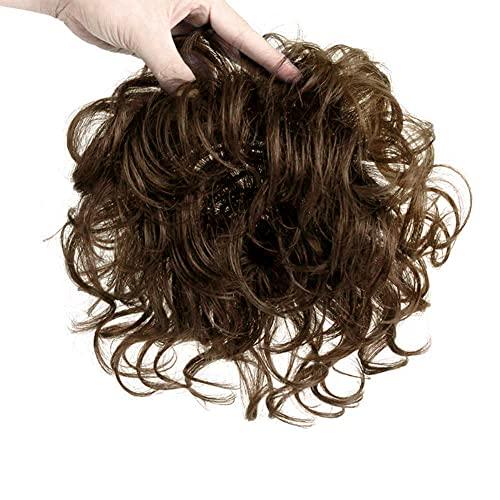 ICRAB ICRAB Women Short Human Hair Topper Closure Curly Hair Wiglet Hairpiece Clip in Top Hairpiece Natural Weaving Hair Replacement Hair Piece for Thinning Hair 13x14cm(Light Brown 6")