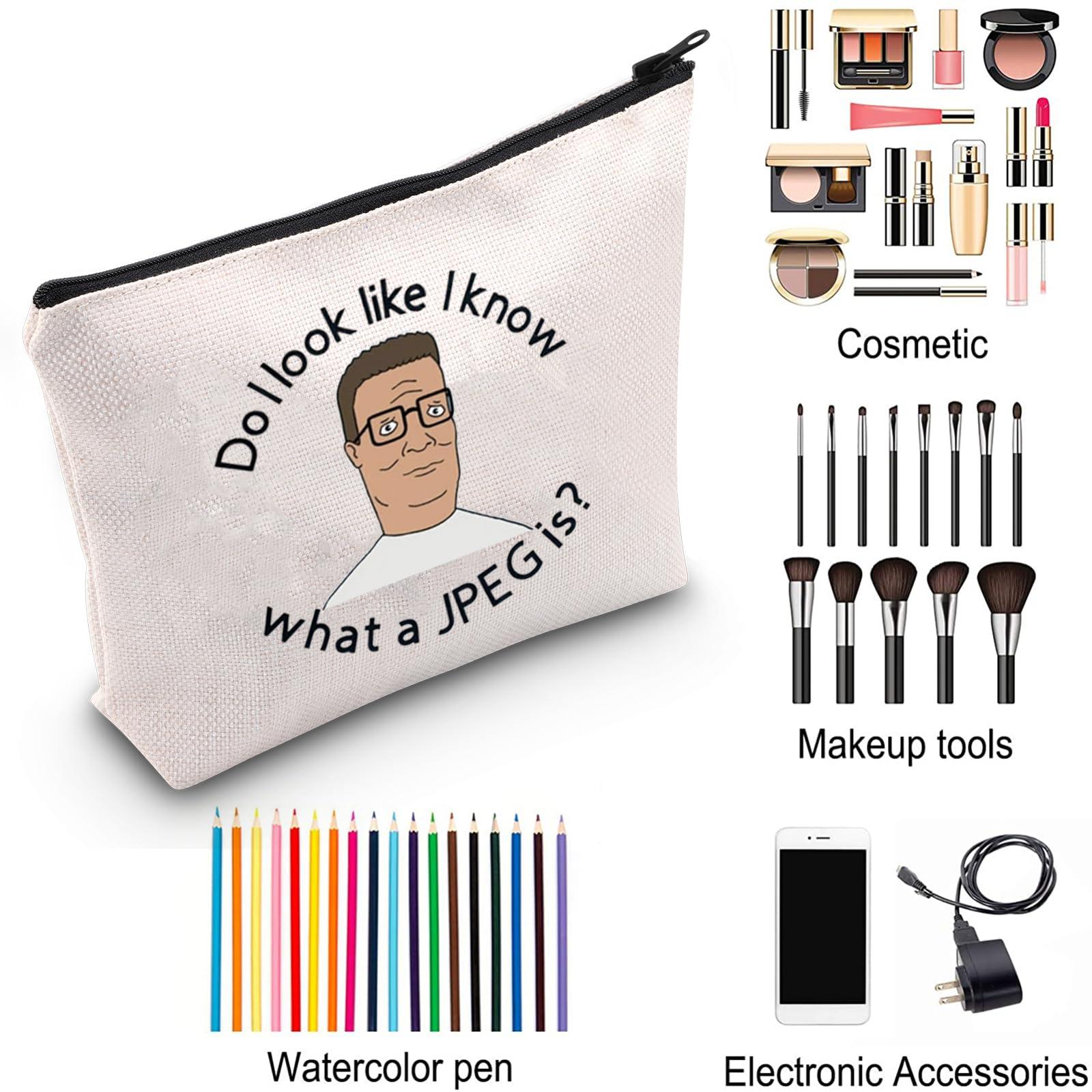 ZJXHPO ZJXHPO King Of The Hill Hank Toiletry Bag Do I Look Like I Know What A JPEG Is Makeup Bag With Zipper King Of The Hill Hank Gift (JPEG)