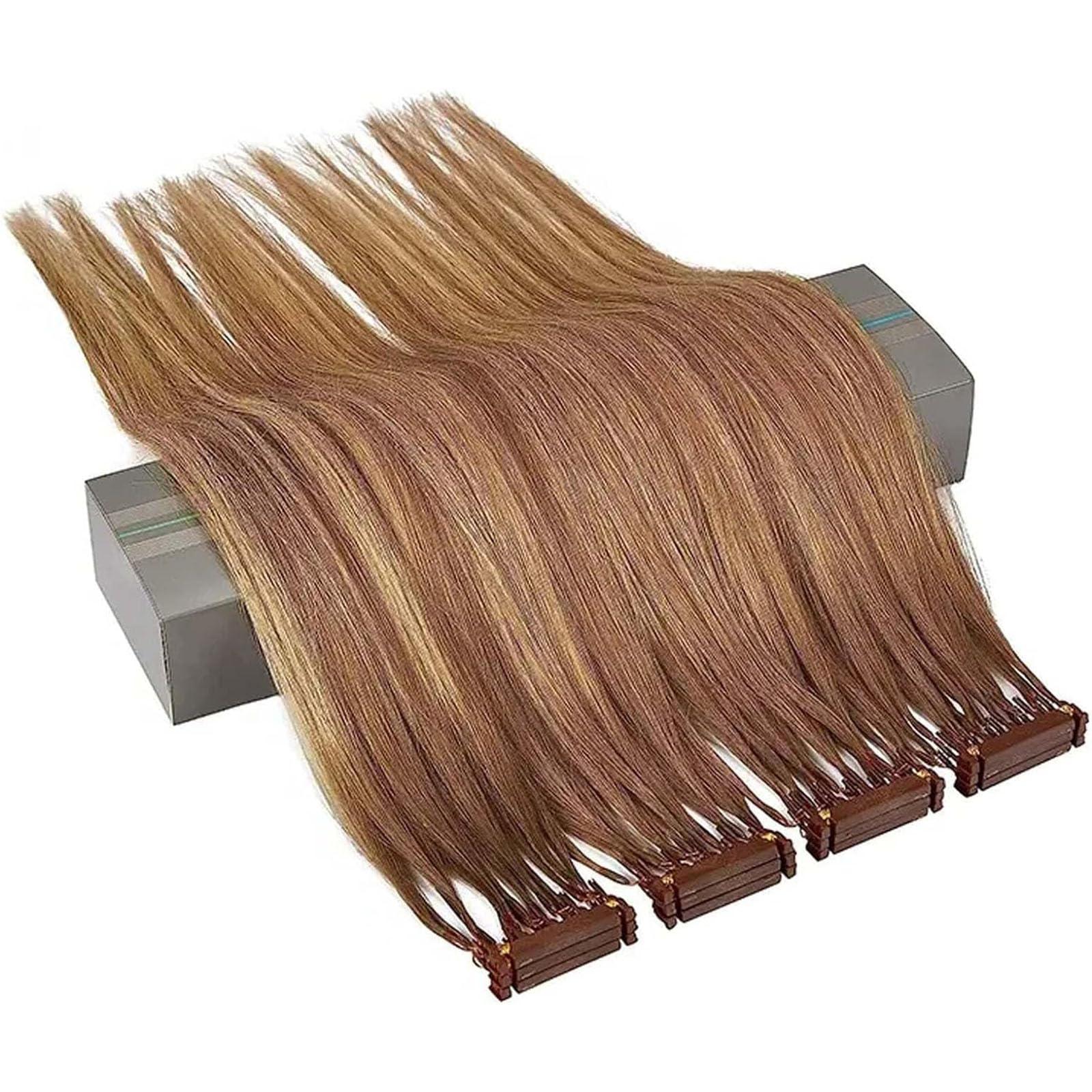 Generic 6D Human Hair Extensions, Second Generation Straight Invisible No-Trace Hair Extensions, Soft and Smooth for 2Generation 6d Hair Extension Machine Kit Fast Installation 1 Rows 5 Bundles