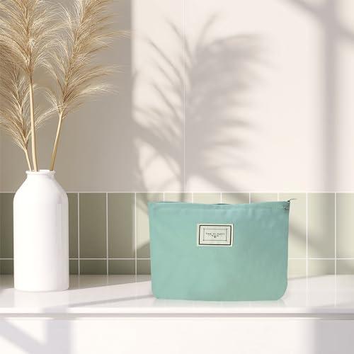 VOCOSTE VOCOSTE Canvas Cosmetic Bag, Canvas Zipper Makeup Pouch, Makeup Bags for Purses, Portable Travel Make Up Bag, Women's Canvas Makeup Bag Suitable for Coin Lipsticks, Green