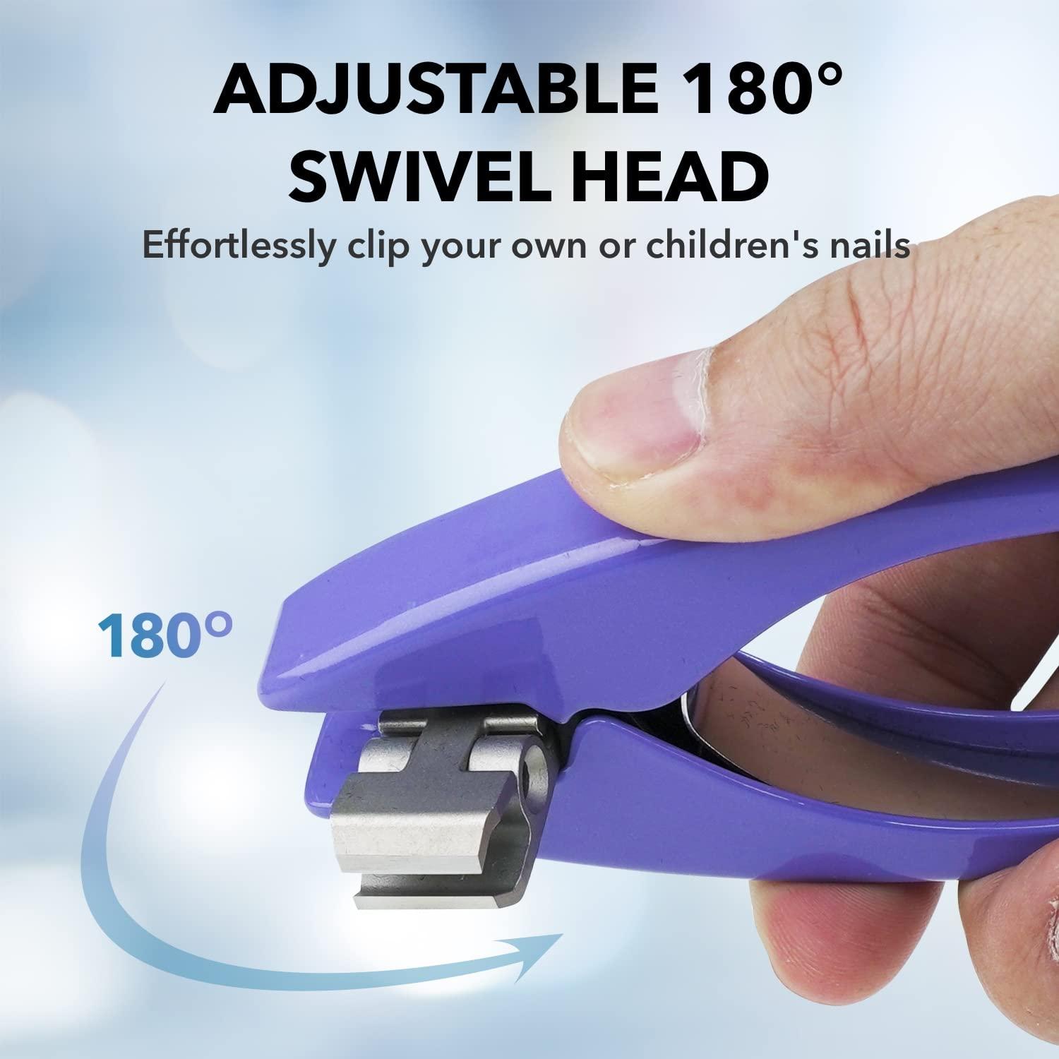 Azurro CLIPPERPRO Omega Select Toenail Clipper - Toe Nail Clipper for Women, Men, and Seniors | Ergonomic, Easy to Grip Small Nail Clippers | Nail Cutters with Steel Blades and 180 Degree Swivel Head