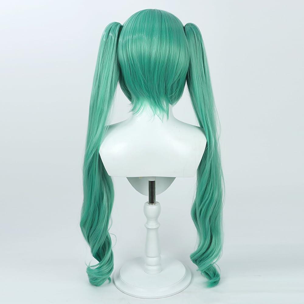 osseoca osseoca Green Double Ponytail Long Hair Curly Wig Wig + Cilp Double Ponytail cos anime show Simulation wig 80cm 31inch (Finana Ryugu)