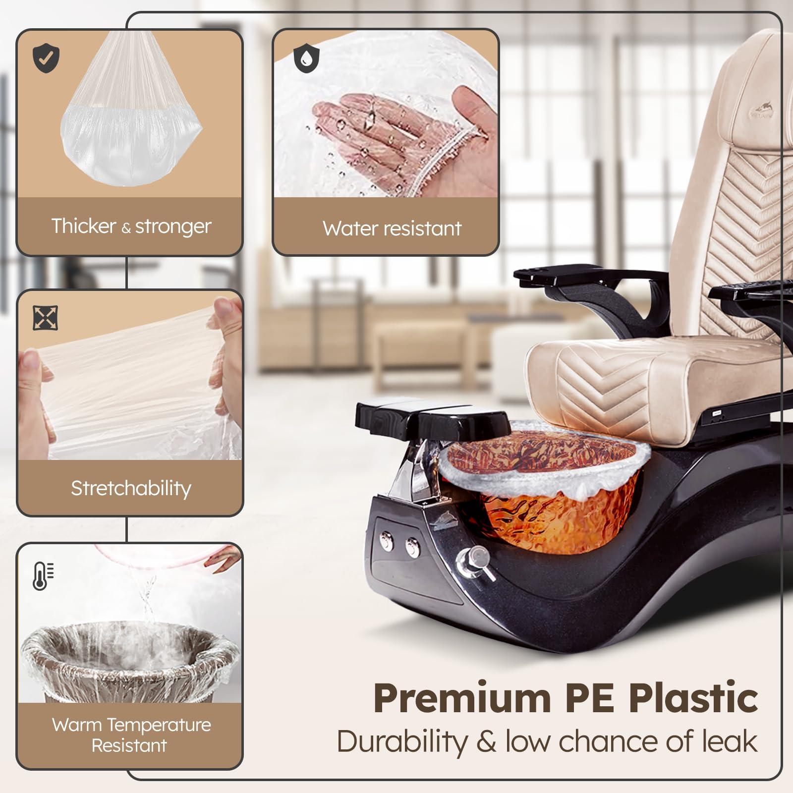 CraftVie CraftVie Premium Pedicure Bowl Liners with Enhanced Thickness and Pedicure Liners Disposable Optimal Fit for Most Chair Spas, Foot Bath, Foot Tub, Clear (Clear - 400 PCS)