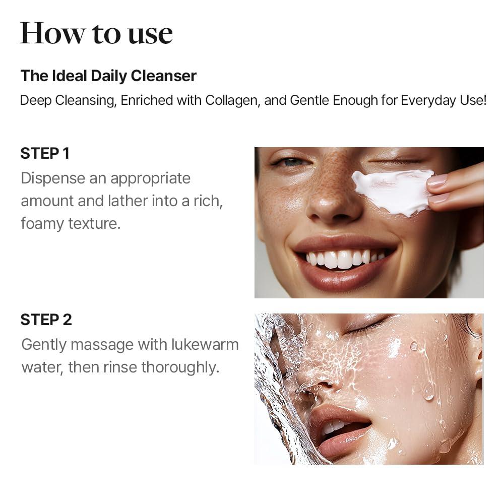 MDP MDP+ RED LACTO COLLAGEN CLEAR 2.0, Peptide, Deep Pore Cleansing, Hydrating|4.05oz/120ml,Pore Tightening, Hydrating Cleanser, Daily Moisturizing Cleanser, Foaming Facial Wash