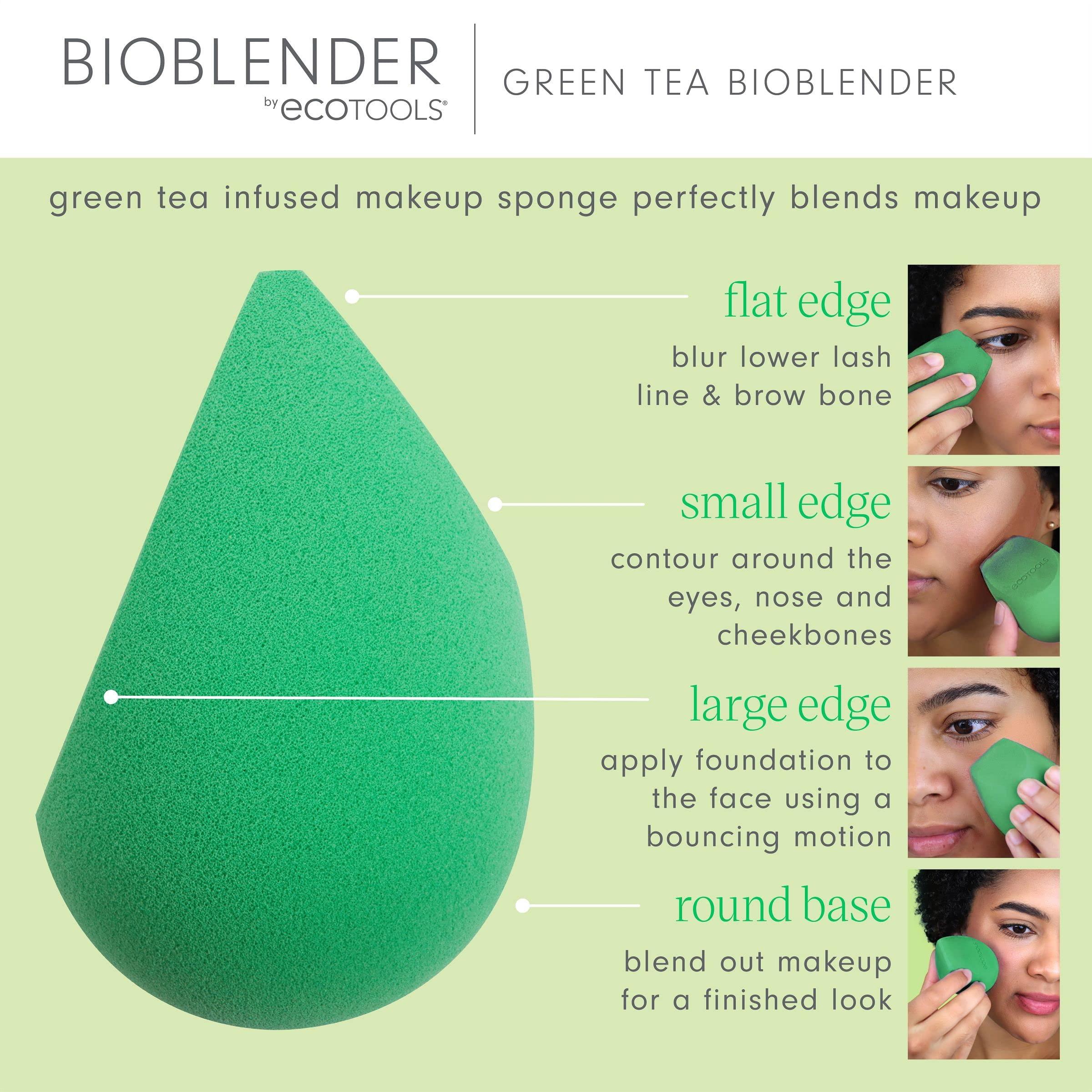 EcoTools EcoTools Green Tea Bioblender, Compostable Makeup Blending Sponge, For Foundation & Base Coverage, Skin-Calming, Natural Infusion, Cruelty Free & Vegan, Packaging May Vary, 1 Count