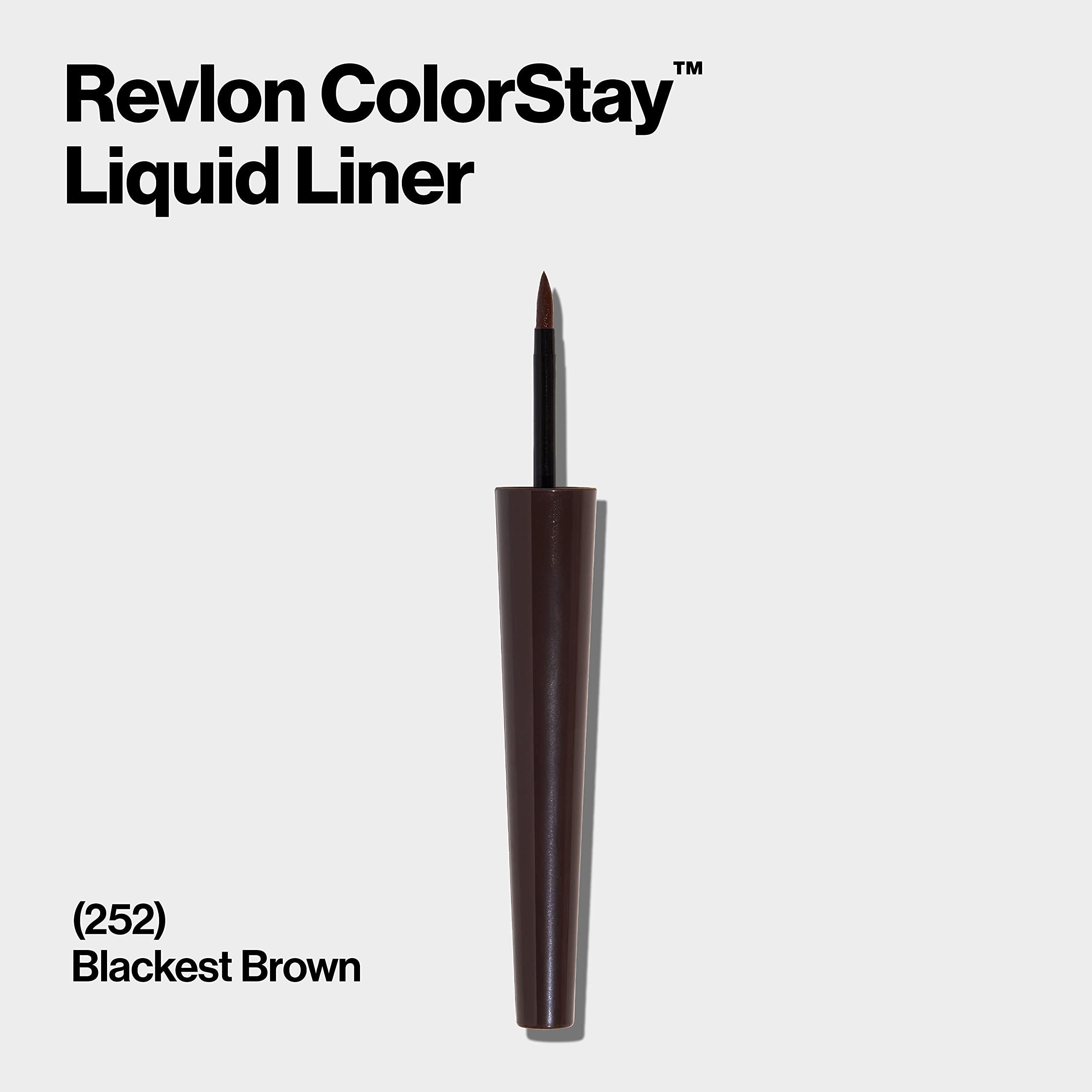 REVLON Revlon ColorStay Liquid Eyeliner, Waterproof, Smudgeproof, Longwear Intense Eye Makeup with Fine Tip, Ophthalmologist Tested, Black Brown (252)