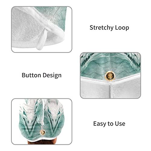 Poeticcity White Ice Dragon in White Stone Digital Painting Ripped Pattern 2 Packs Hair Towel Wrap, Absorbent Turban Bath Hair Towel Hat, Quick Drying Hair Towel with Button for Curly, Long, Thick Hair