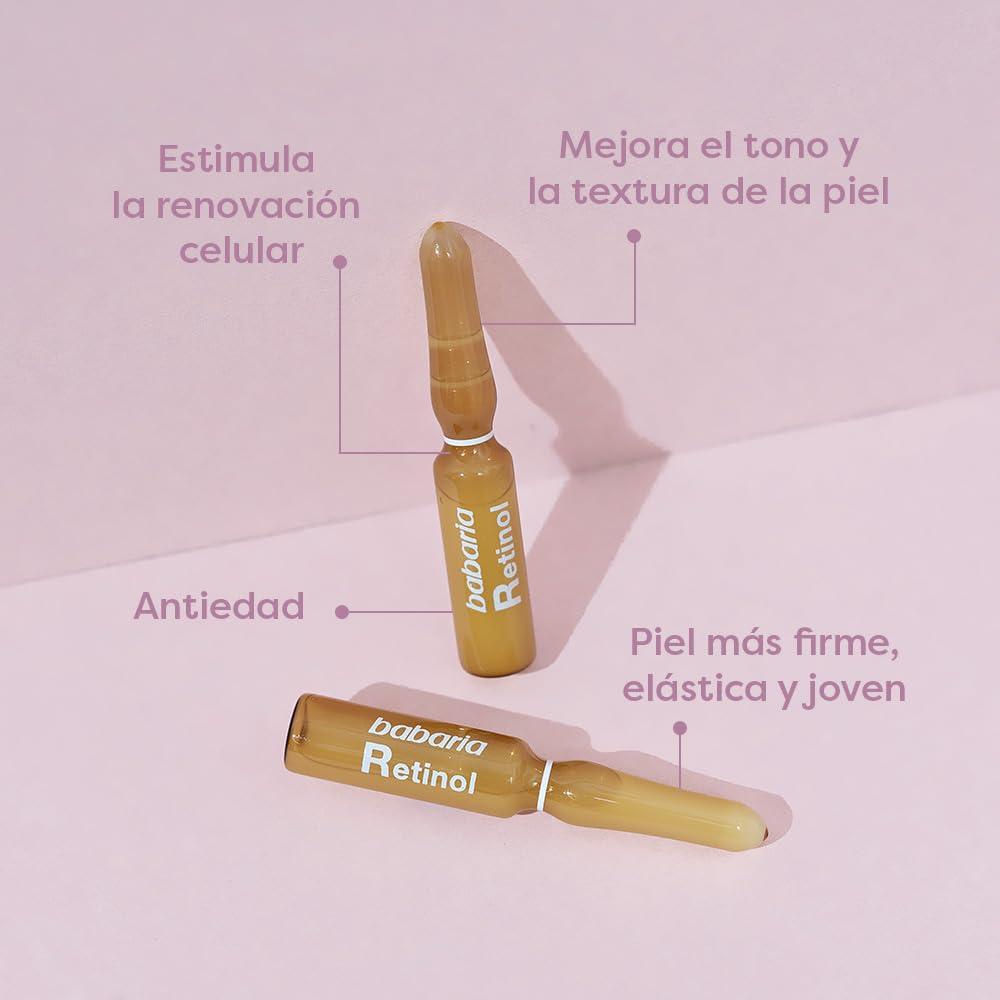Babaria Babaria - Retinol Ampollas Antiedad Procollagen, Piel Renovada, Firme y Elstica, con Vitamin A Premium, Apto para Todo Tipo de Pieles, Incluso Sensibles - 5 Uds de 2 ml