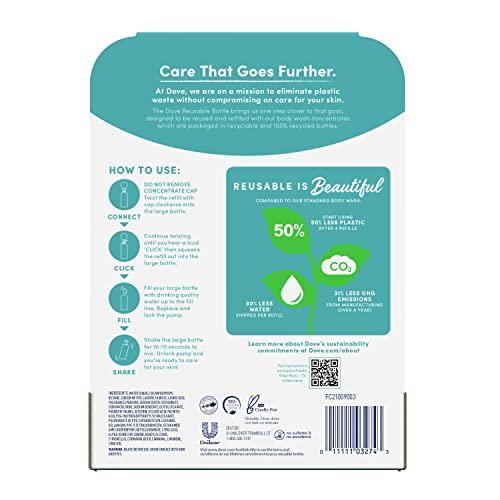 Dove Dove Concentrate Refill and 100 percent Recycled Reusable Bottle for Instantly Soft Skin Daily Moisture Starter Kit for Lasting Nourishment Body Care 4 Fl oz (makes 16 Fl oz)