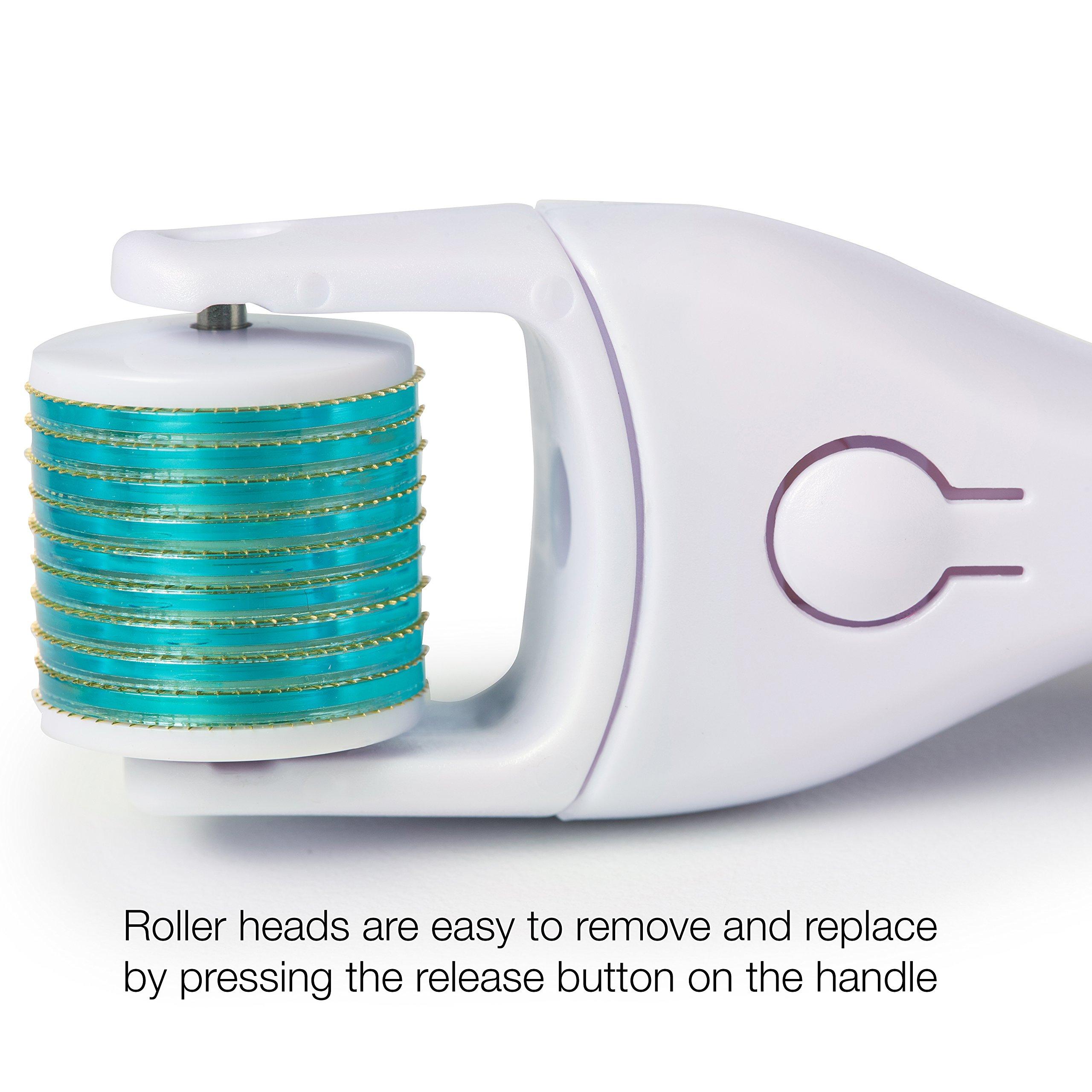 Prosper Beauty Derma Roller Microneedle 6 Piece Kit [DERMAROLL by Prosper Beauty] Face Roller with 4 Replaceable Heads Exfoliation Microdermabrasion Micro Derma Skin Care Tool Dermaplaning Microneedling